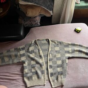 Alfani Textured Knit Sweater in Gray and Cream